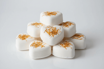 Wholesale Sicilian Lemon & Calendula Mini Bath Bomb Hearts - UK Handmade - Baysoap